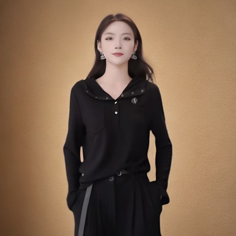 AMASS/阿玛施长袖针织连帽常规秋季基本套头款带帽磨毛卫衣530086