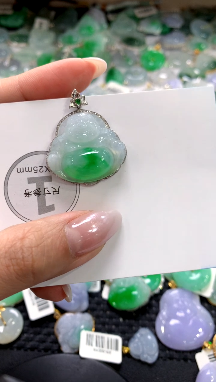 颈饰18K金镶嵌翡翠池*池11111111111111111