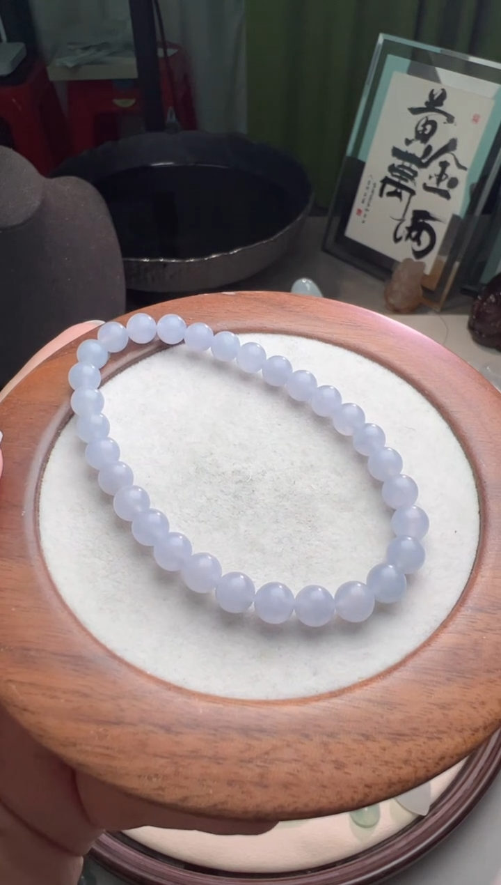 未镶嵌定制翡翠紫底手串