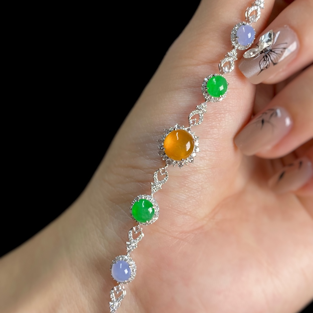 18k金镶嵌多色手链