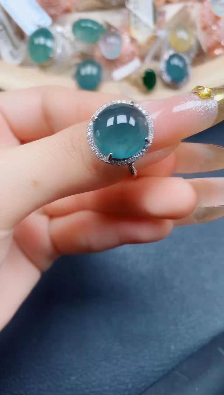 【闪购商品】翡翠戒指银S925镶嵌翡翠