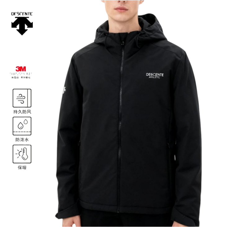 DESCENTE/迪桑特25秋冬新款男士3M新雪丽暖绒软壳棉服外套XPDO1