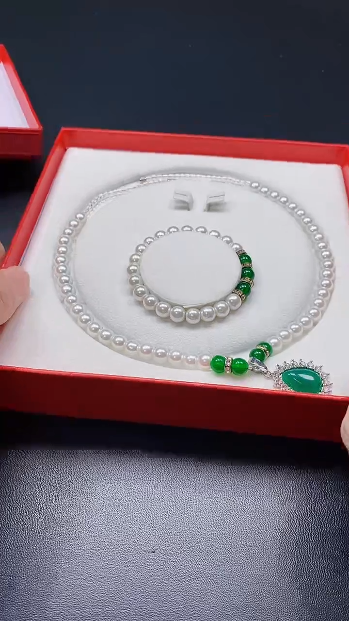 颈饰未镶嵌海水珍珠P007奶白淡水珍珠系列套链含吊坠