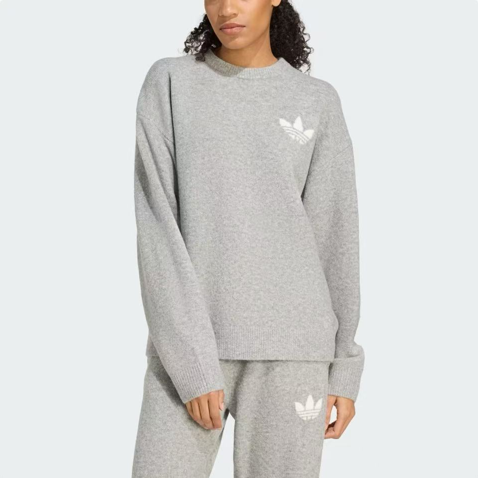 adidas originals 针织圆领宽松保暖毛衣KF2341 X