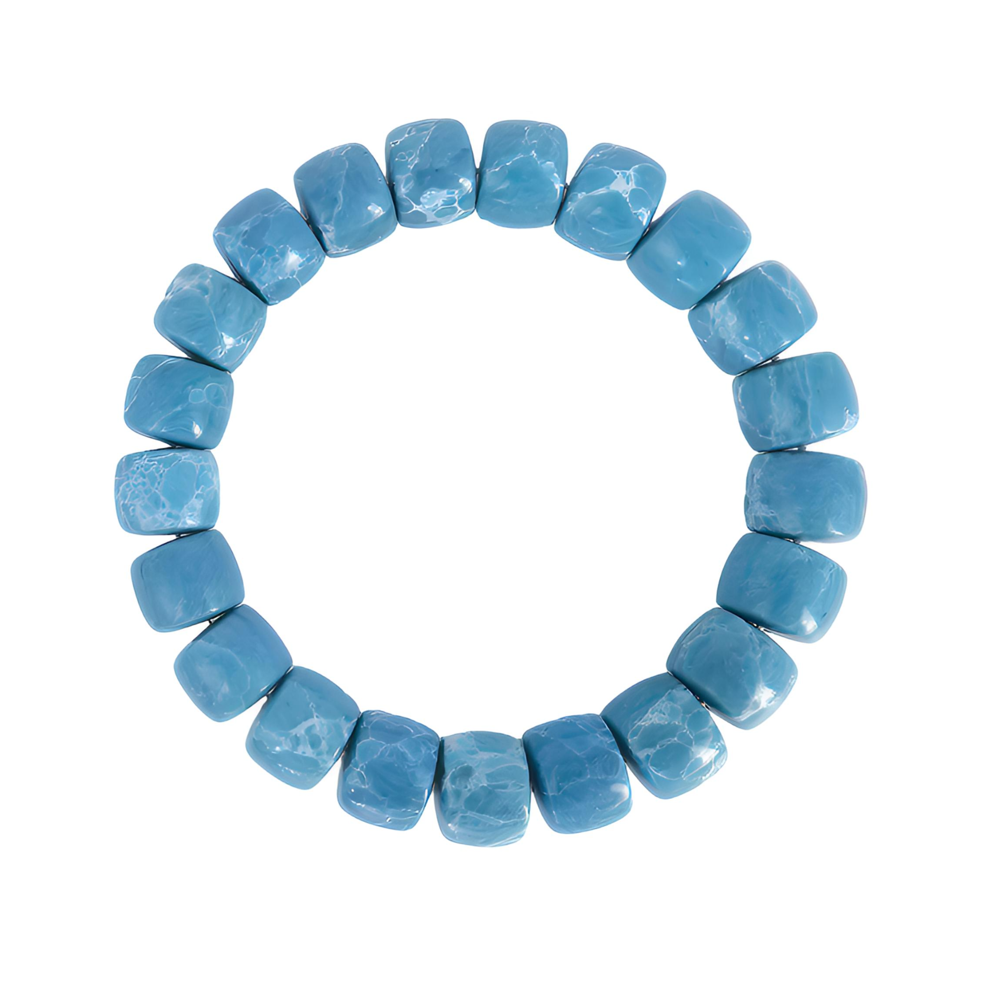 （库存处理）高定珠宝国风海纹石老型珠蓝手串设计款S1357单圈时尚