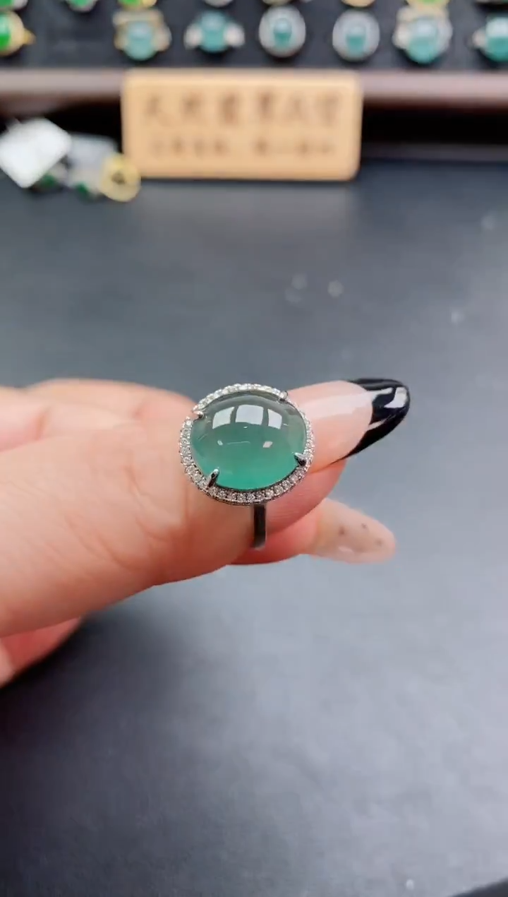 银S925镶嵌戒指翡翠1