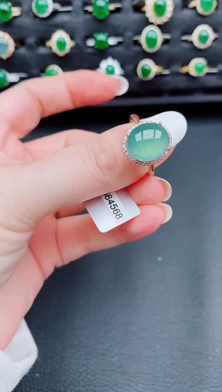 【闪购商品】翡翠戒指银S925镶嵌天然a货翡翠49