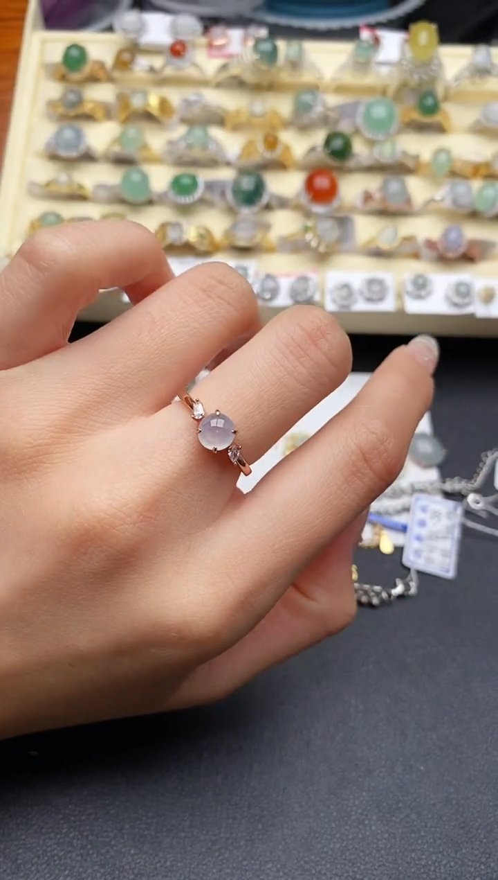 【闪购商品】翡翠戒指银S925镶嵌3333333+4