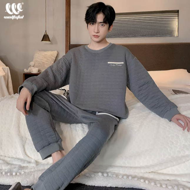 59-简约套头灰色高颜值长袖长裤套装