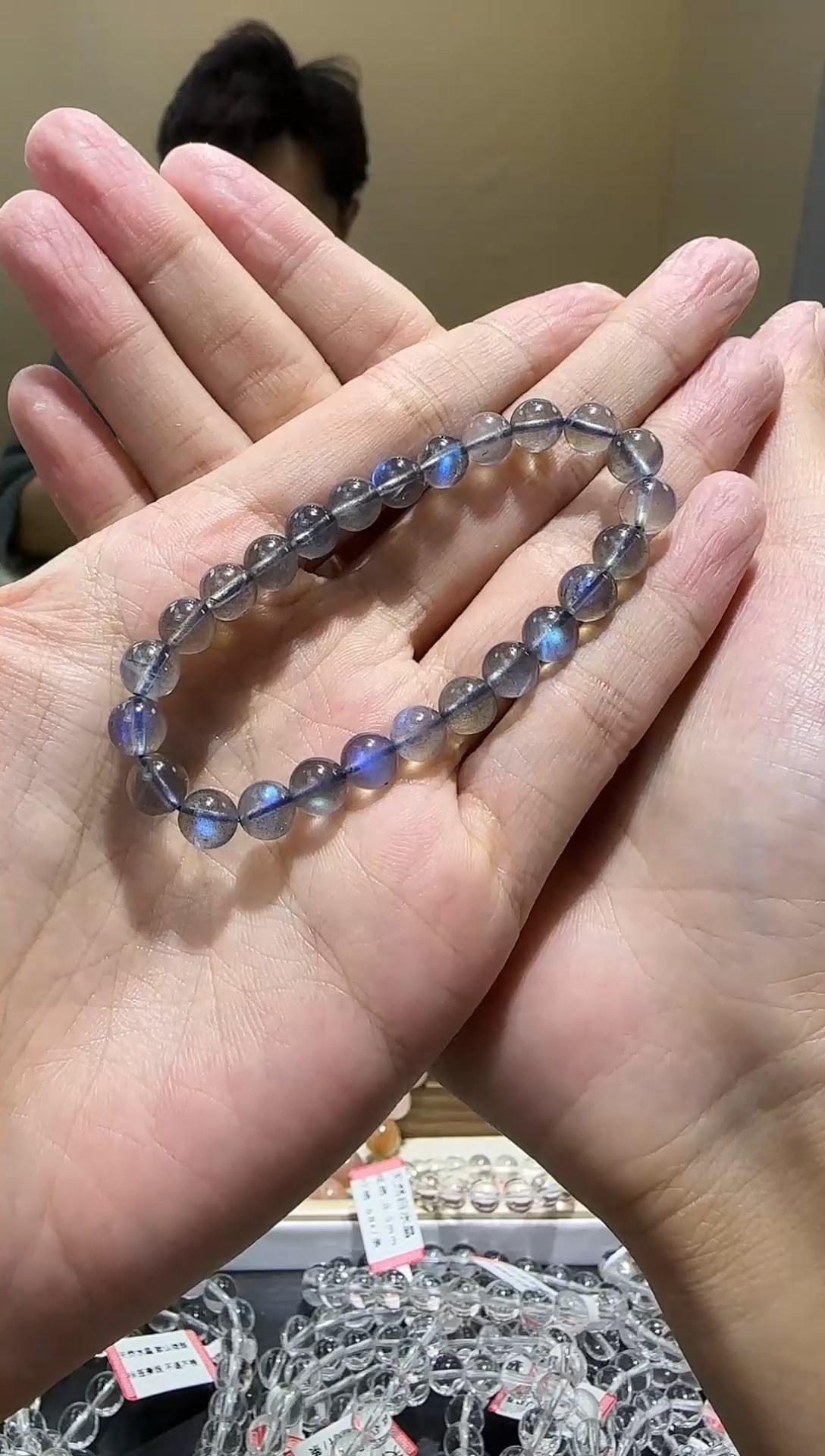 【闪购商品】拉长石手链未镶嵌玻璃体灰月光7