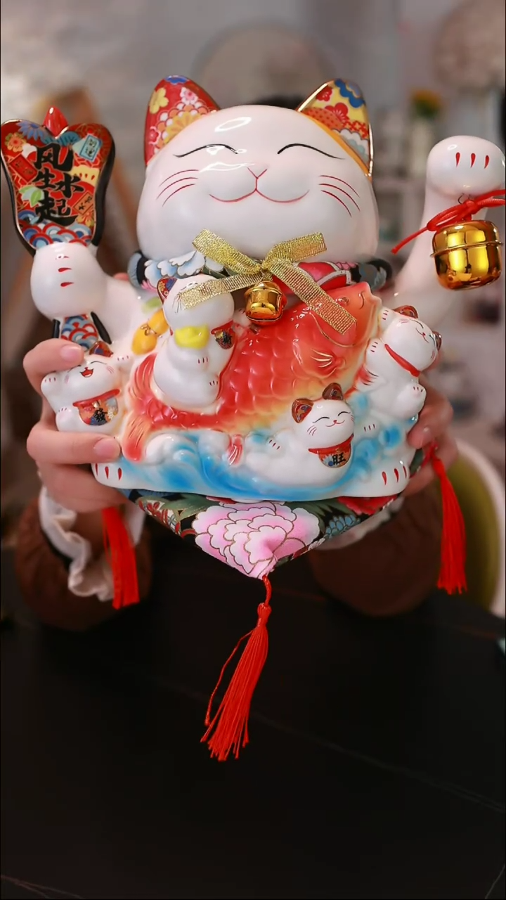 【闪购商品】·11寸风生水起招财猫<E602>