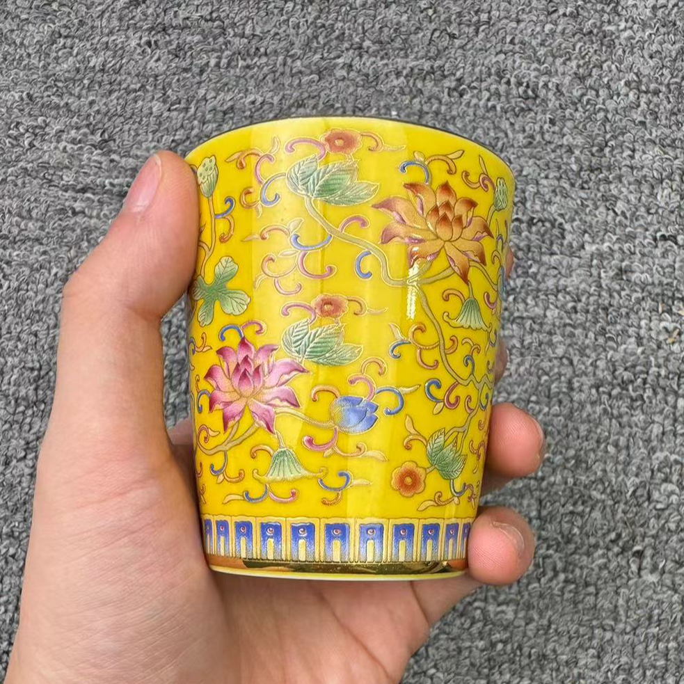 珐琅彩红牡丹可乐杯A56