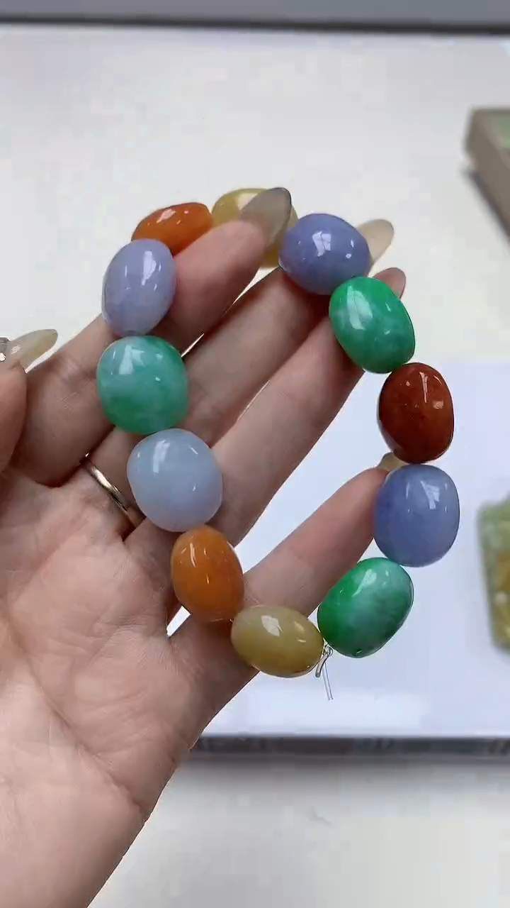 【闪购商品】定制翡翠未镶嵌4902DD-毛货手串78