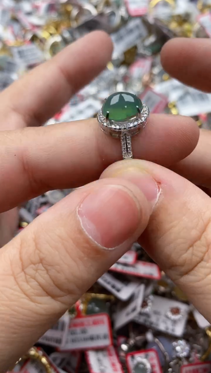 【闪购商品】翡翠戒指银S925镶嵌66666---10