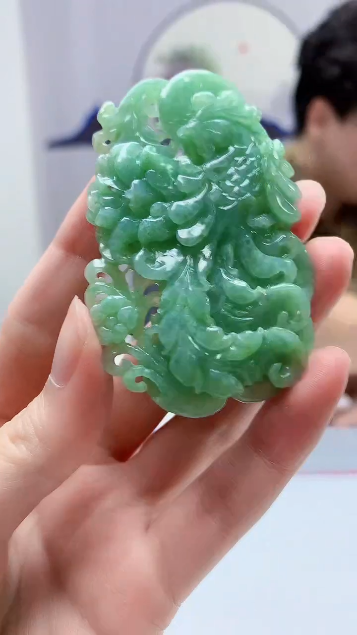【闪购商品】定制翡翠未镶嵌4688zm-毛货挂件凤凰335