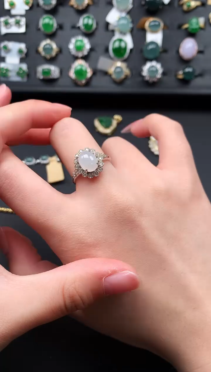 【闪购商品】翡翠戒指银S925镶嵌613541