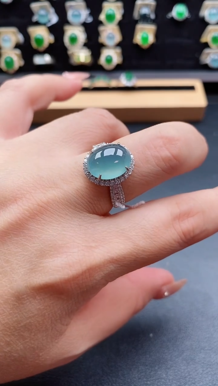 银S925镶嵌戒指翡翠1