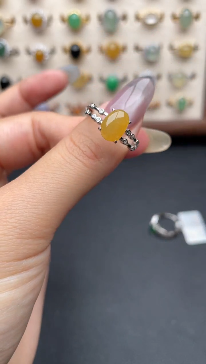 翡翠戒指银S925镶嵌一物一证一礼盒