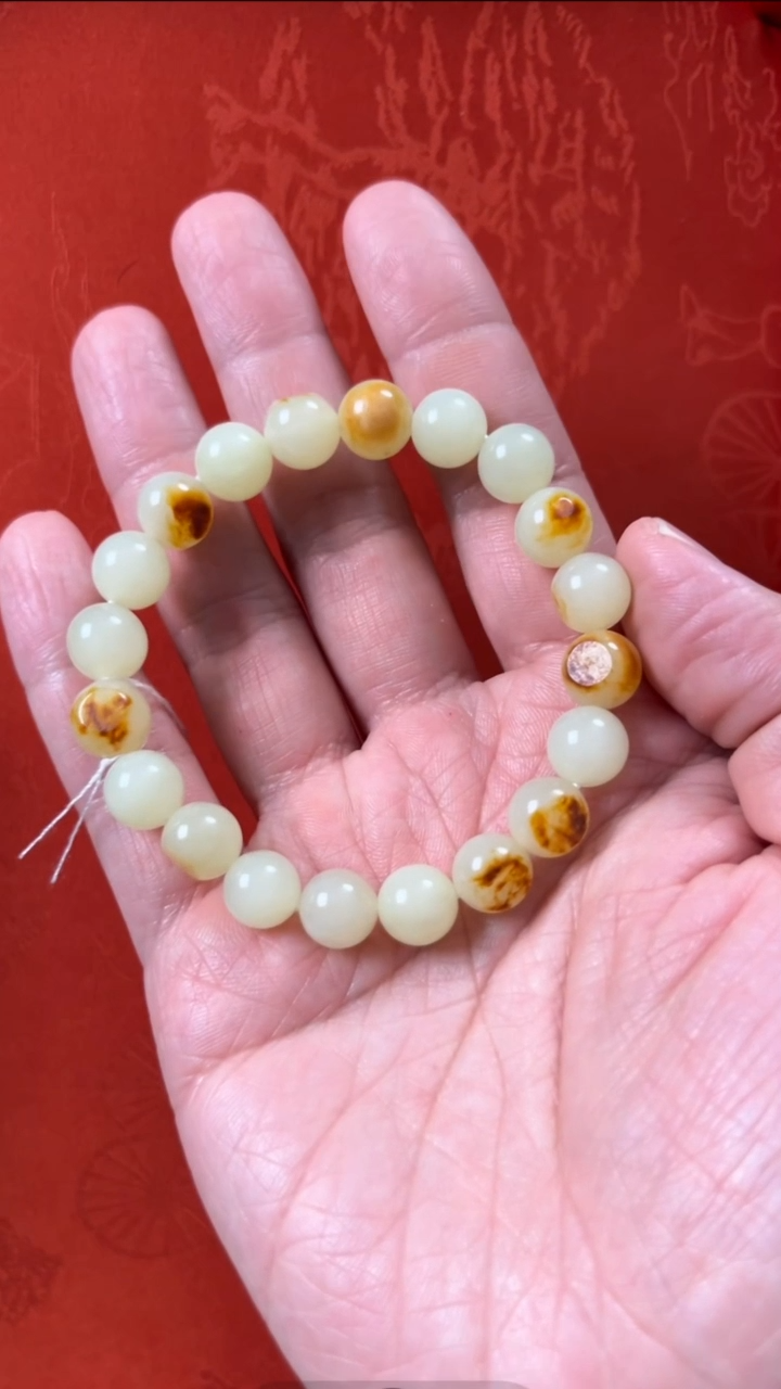 【闪购商品】和田玉手串未镶嵌俄料黄玉圆珠手串