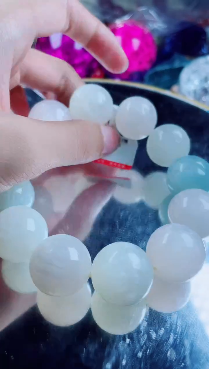 菱锰矿未镶嵌手串七彩海云母手串卡20