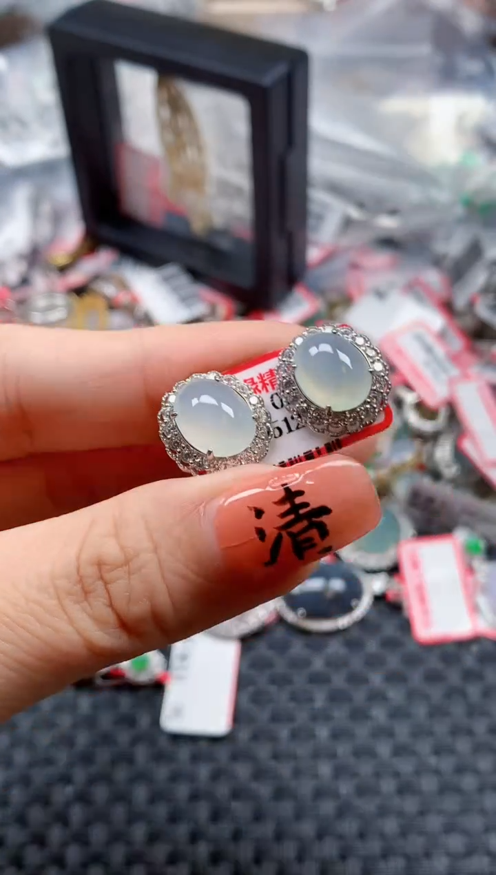 银S925镶嵌戒指翡翠天然A货缅甸翡翠