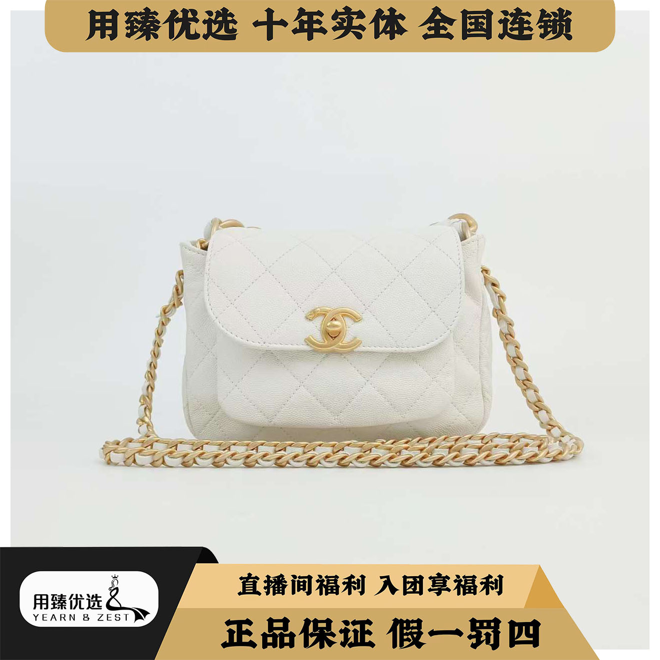 99新 Chanel/香奈儿 24a白金邮差链条包芯片款/AL6998369