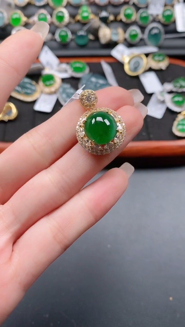 银S925镶嵌戒指翡翠11