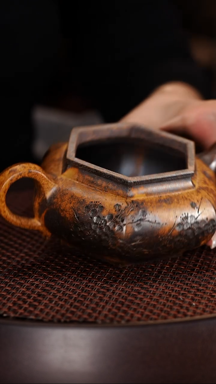 茶壶紫砂宜兴紫砂壶龙骨金砂柴烧大彬六方360cc