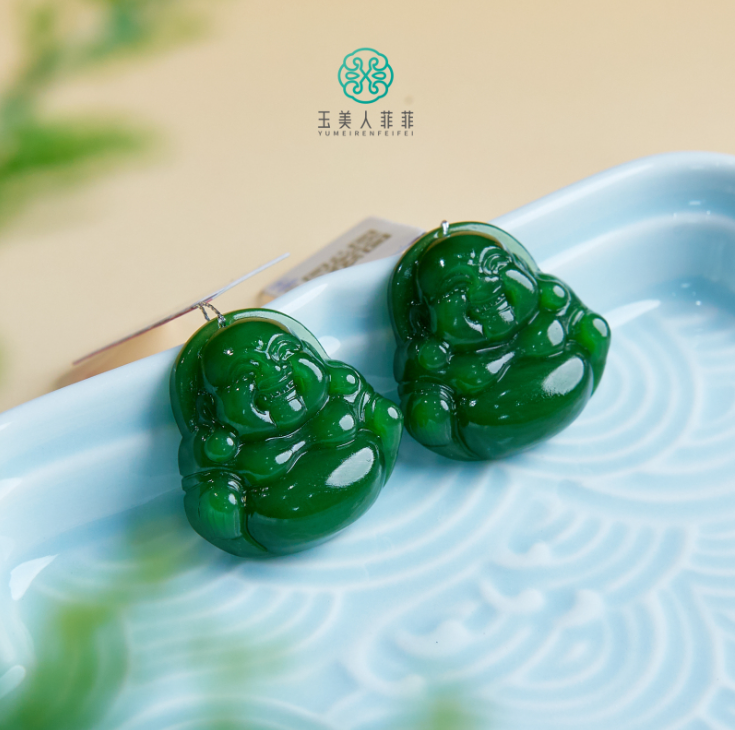 小艾严选+碧玉吊坠-满绿小佛公25*25mm/多样性发一