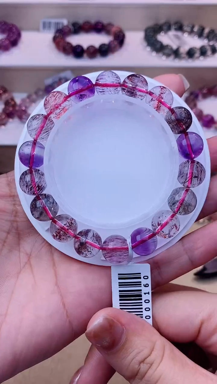 未镶嵌手链水晶黑加仑超七单圈10m+