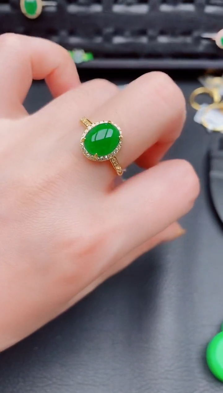 【闪购商品】翡翠戒指银S925镶嵌天然a货翡翠469