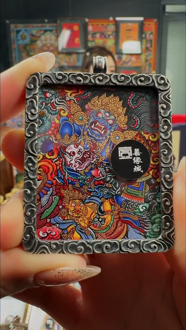 吊坠l**z壹善缘城手绘唐卡黑c