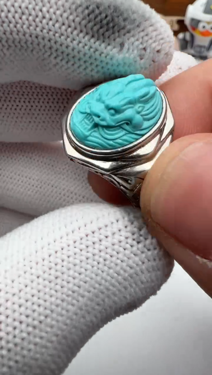 【闪购商品】绿松石戒指银S925镶嵌绿松石戒指