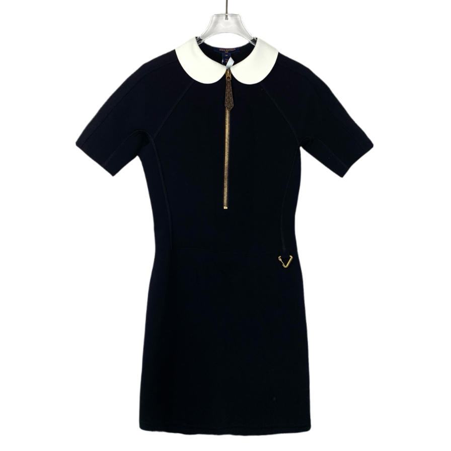全新未使用 LouisVuitton/路易威登 014535 半拉链黑色短袖连衣裙