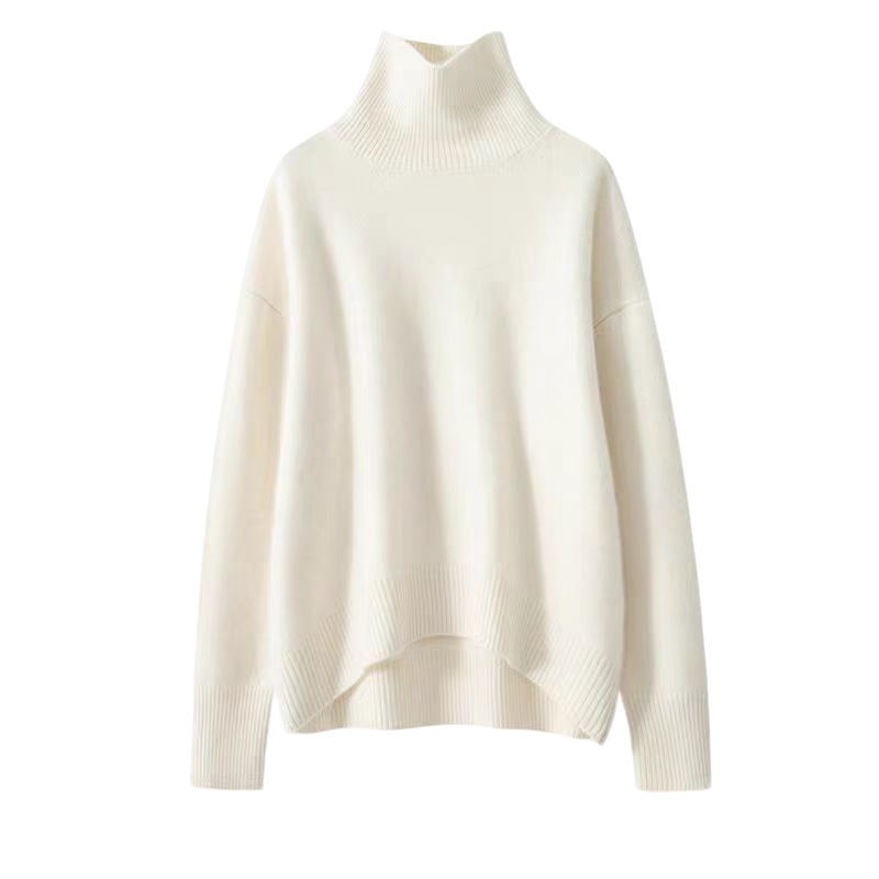 针织衫女高领套头毛衣女新款宽松慵懒风显瘦纯色打底衫上衣女