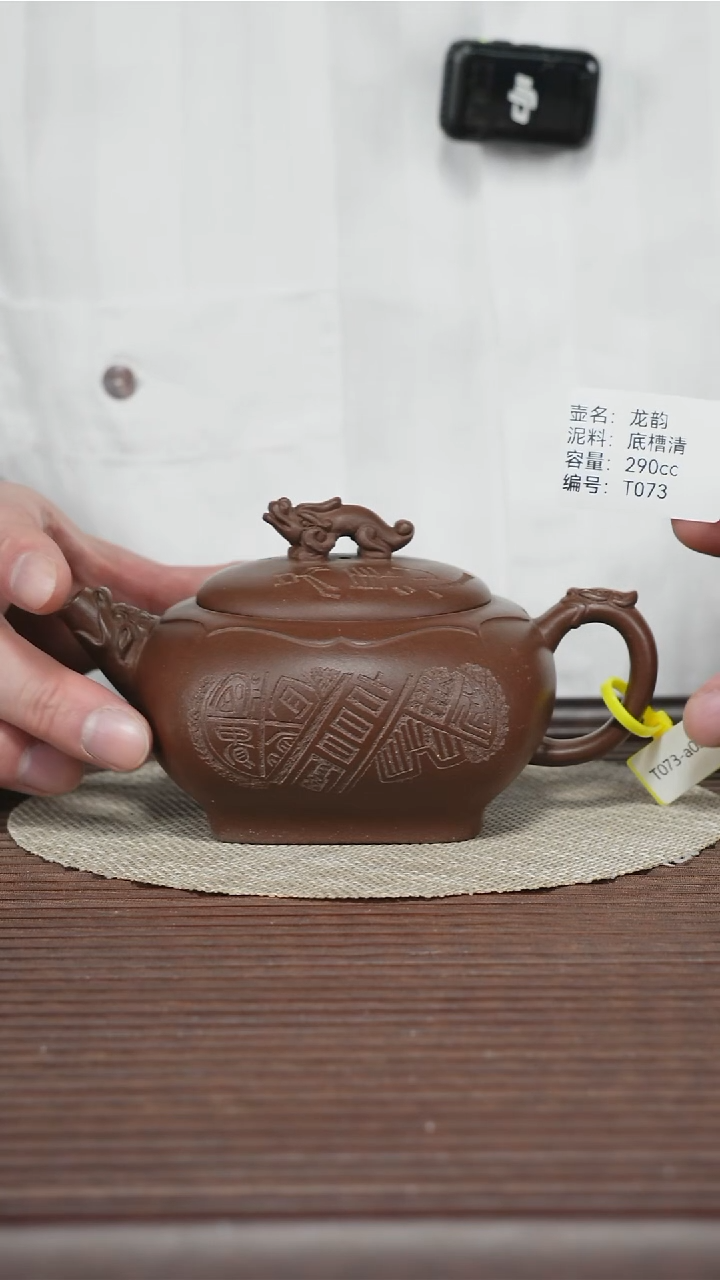 茶壶紫砂T073 底槽清 290cc 龙韵