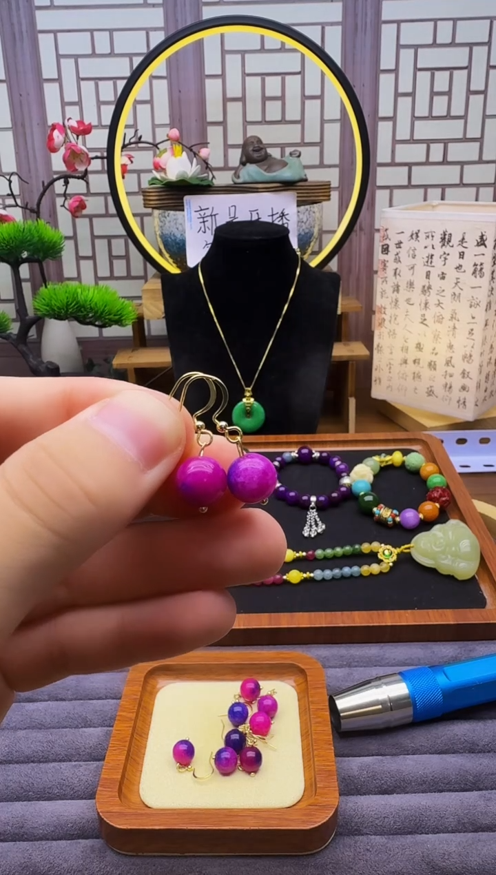 苏纪石（舒俱来）14K金镶嵌耳钉E05