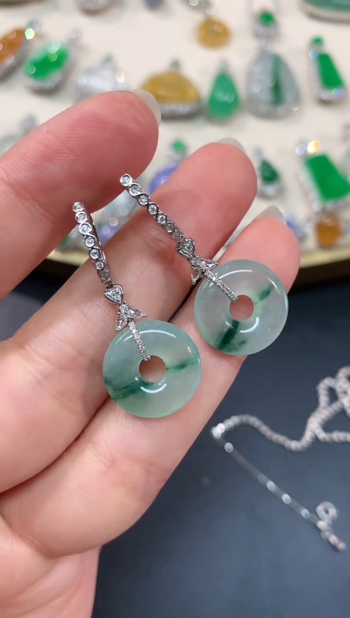 【闪购商品】翡翠耳饰18K金镶嵌A339|7980