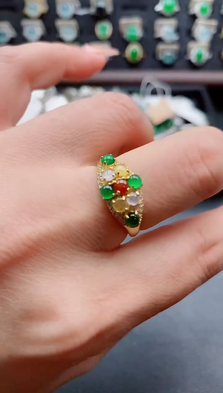 银S925镶嵌戒指翡翠1