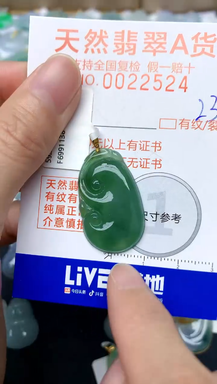 【闪购商品】翡翠颈饰18K金镶嵌23天然A货翡翠