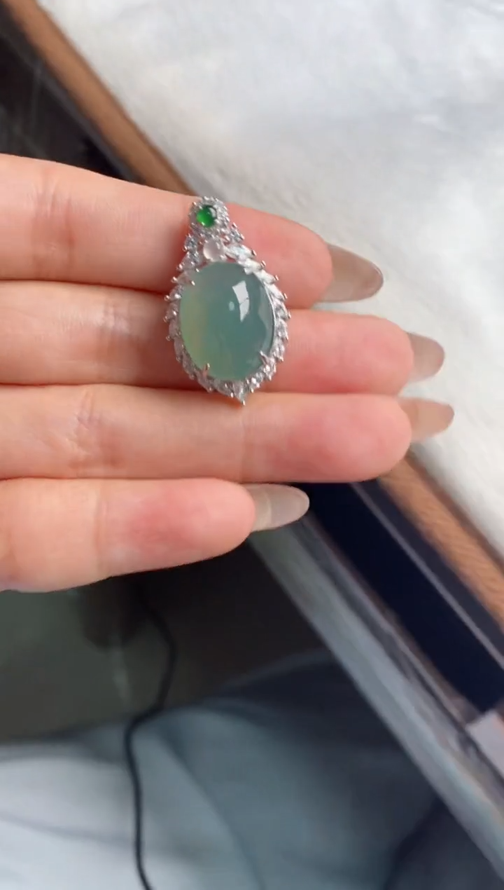 翡翠戒指银S925镶嵌天然A货翡翠