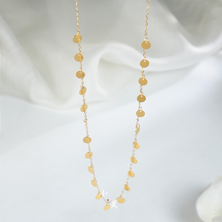 18K金圆片片满天星项链 G80425