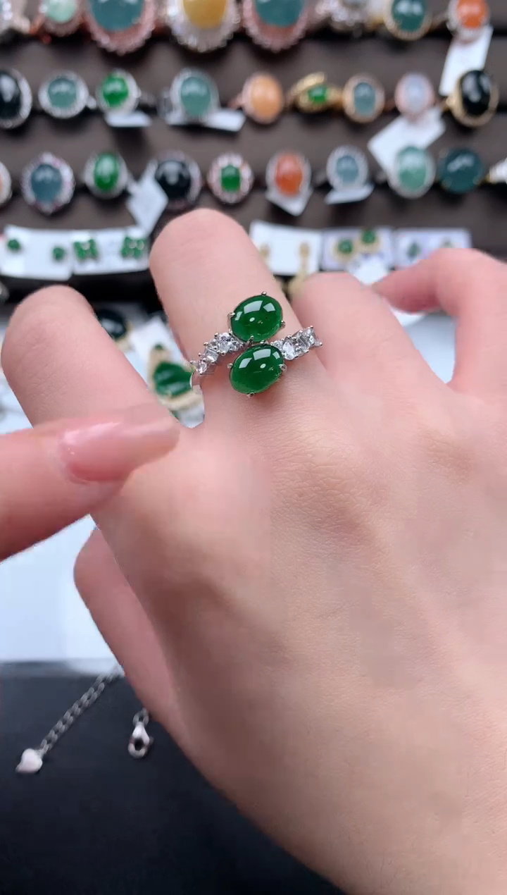 【闪购商品】翡翠戒指银S925镶嵌835431