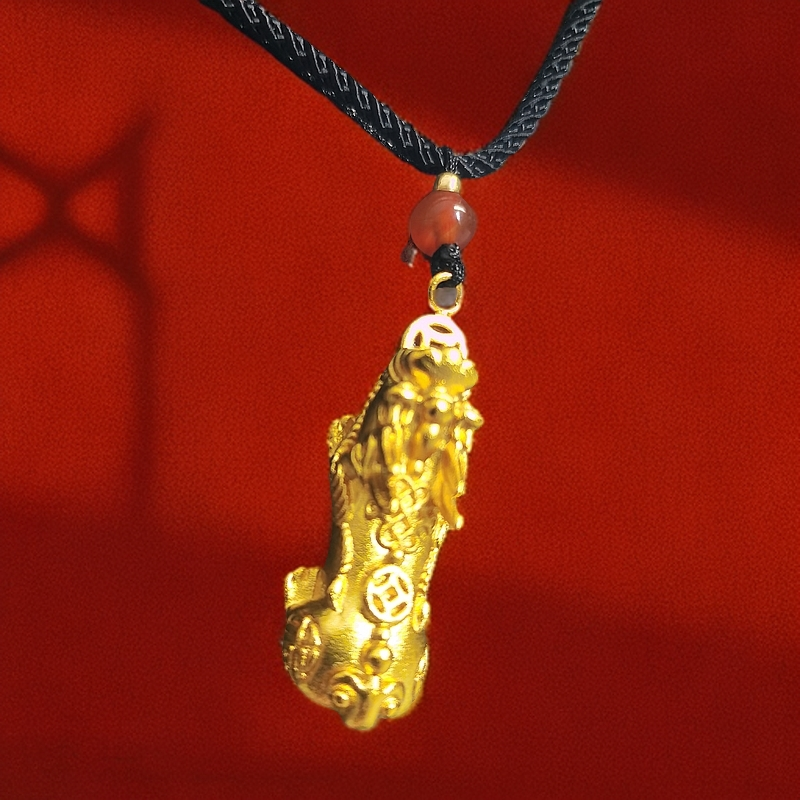 黄金999金珠.玛瑙珠子时尚合金霸王大貔貅吊坠