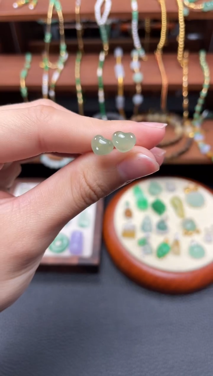 【闪购商品】翡翠耳钉18K金镶嵌2个  JK658