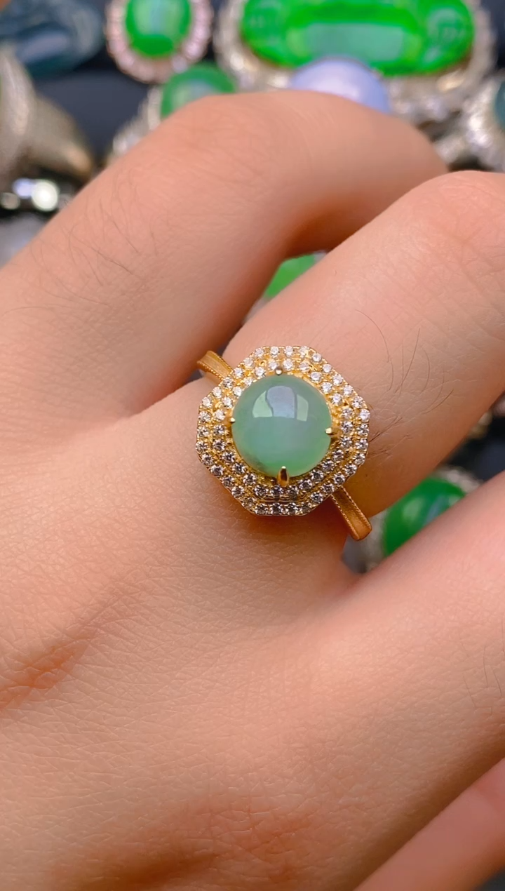 【闪购商品】翡翠戒指银S925镶嵌天然A货翡翠1