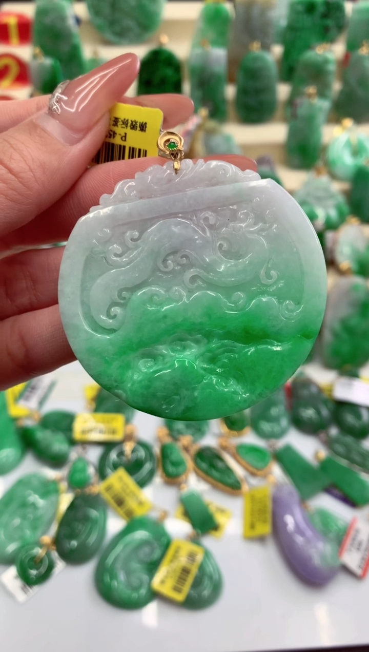 翡翠18K金镶嵌吊坠(不含链)挂件