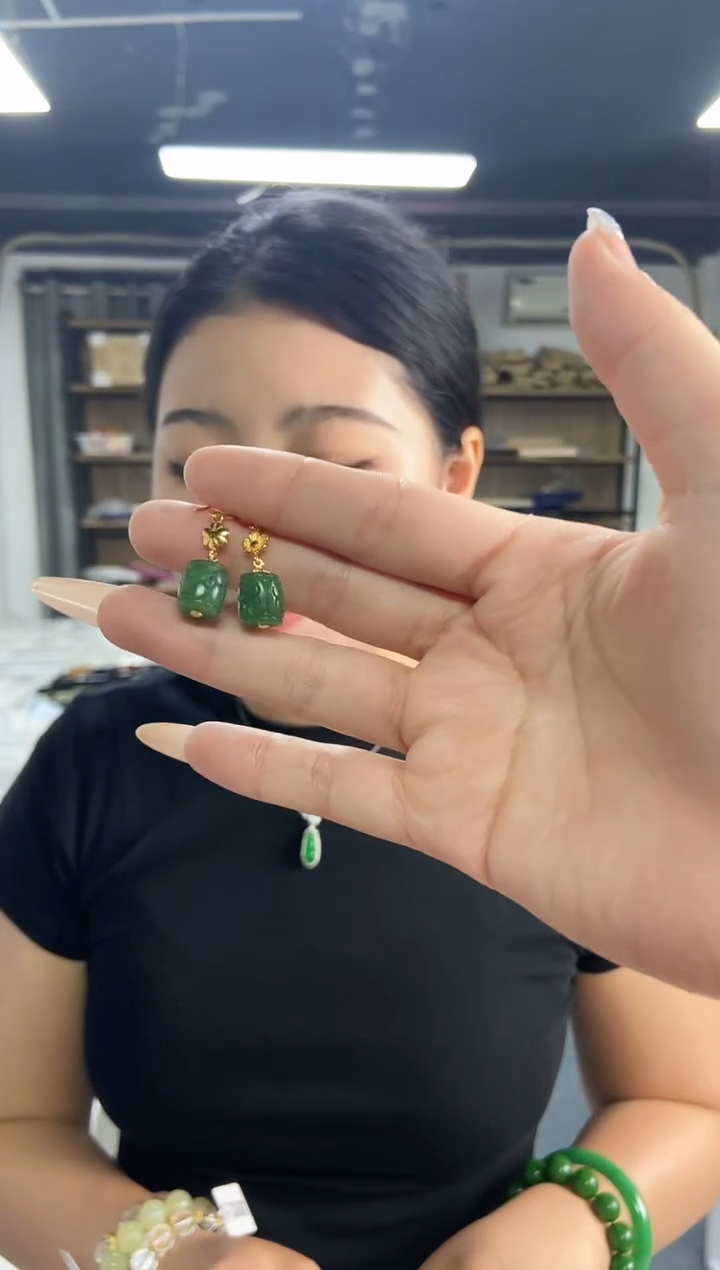 和田玉银S925镶嵌耳饰多样性发其一颜色微差