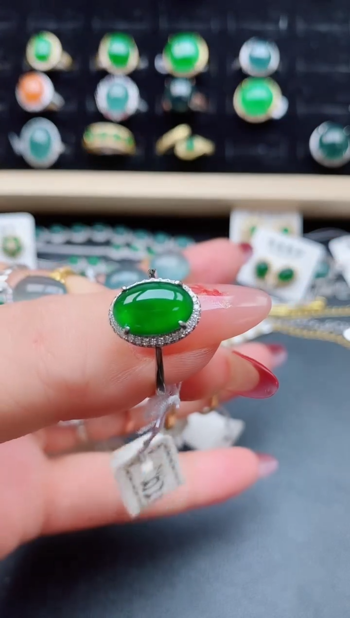 【闪购商品】翡翠戒指银S925镶嵌080550