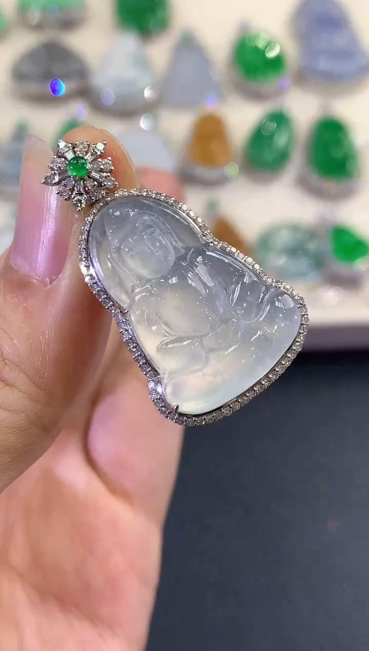 【闪购商品】翡翠吊坠(不含链)18K金镶嵌C188   